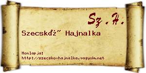 Szecskó Hajnalka névjegykártya
