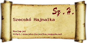 Szecskó Hajnalka névjegykártya